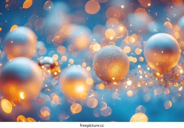 Christmas and New Year background with silver and gold balls