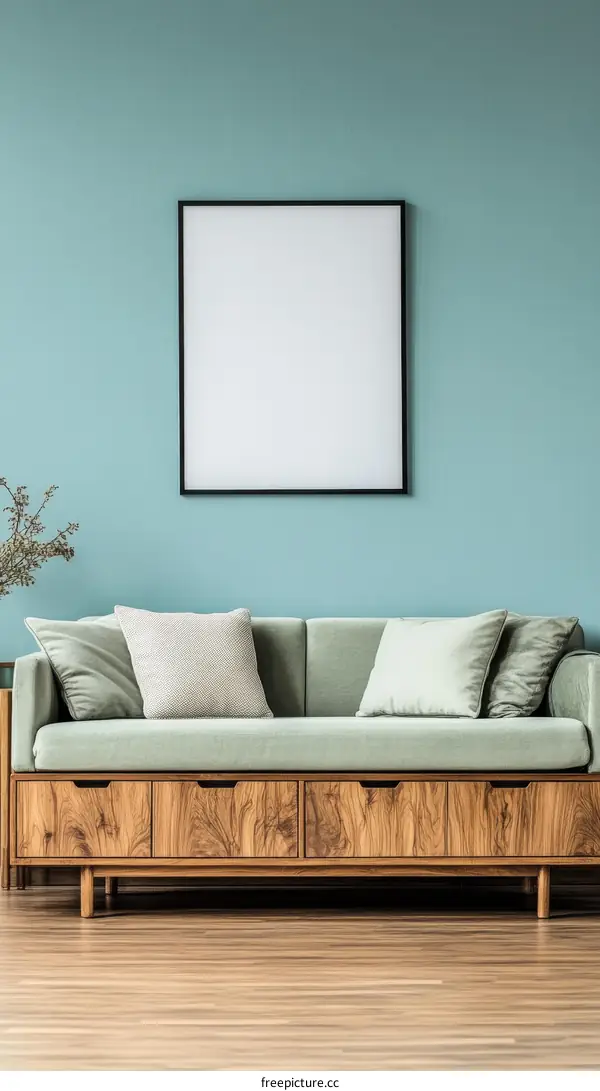 Modern Living Room Interior Design with Wooden Sofa