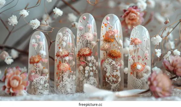 Delicate and Dreamy Floral Arrangements Preserved in Glass Cylinders