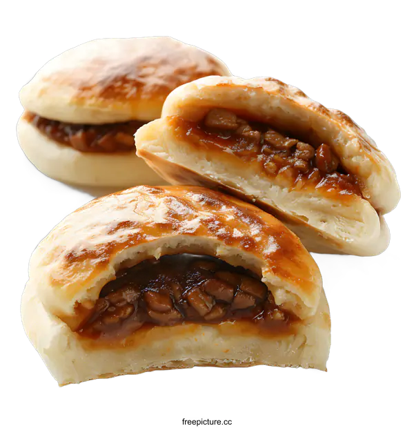 [Transparent Background PNG]Three pork buns on white background