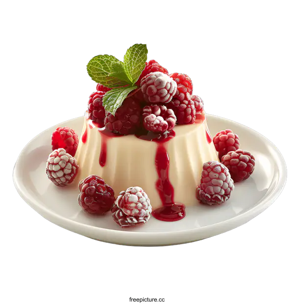 [Transparent Background PNG]Fresh raspberries and cream dessert