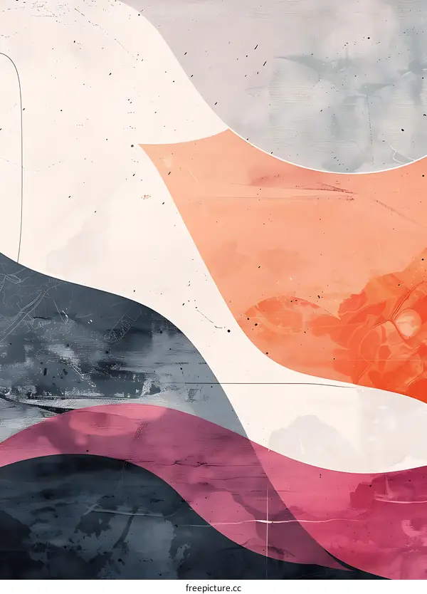 Abstract Watercolor  Art with Pink, Orange, and Blue Colors