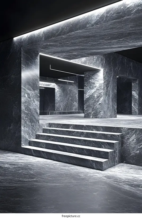 Modern Minimalist Interior Design With Marble Stairs