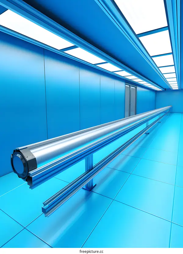 Blue Futuristic Corridor Interior Design 3D Rendering