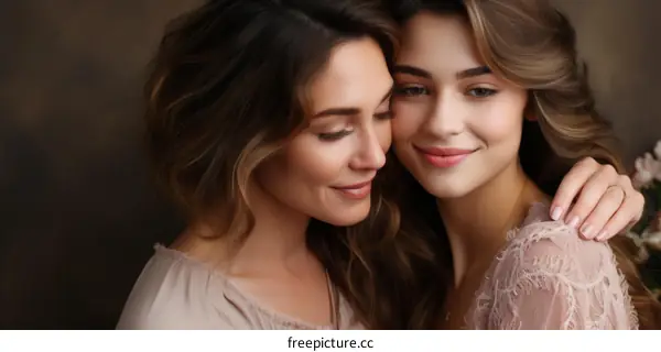 A mother and daughter share a tender moment