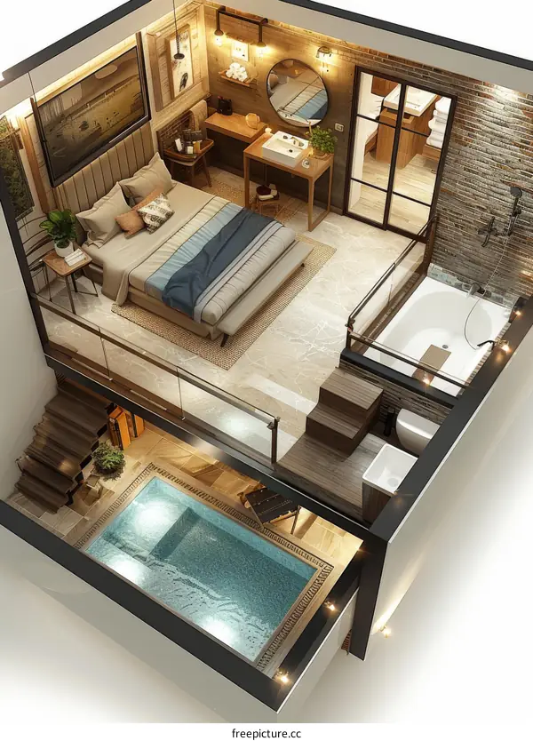 Duplex Apartment: Sophisticated Interior with Modern Decor