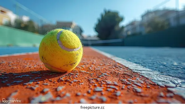 A Close-Up of a Tennis Ball on a Clay Court