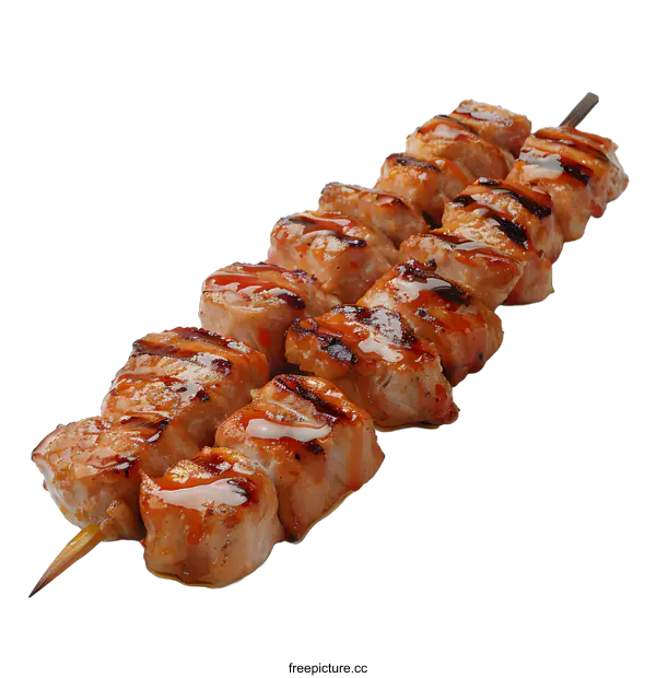 [Transparent Background PNG]Grilled pork skewer isolated on white background