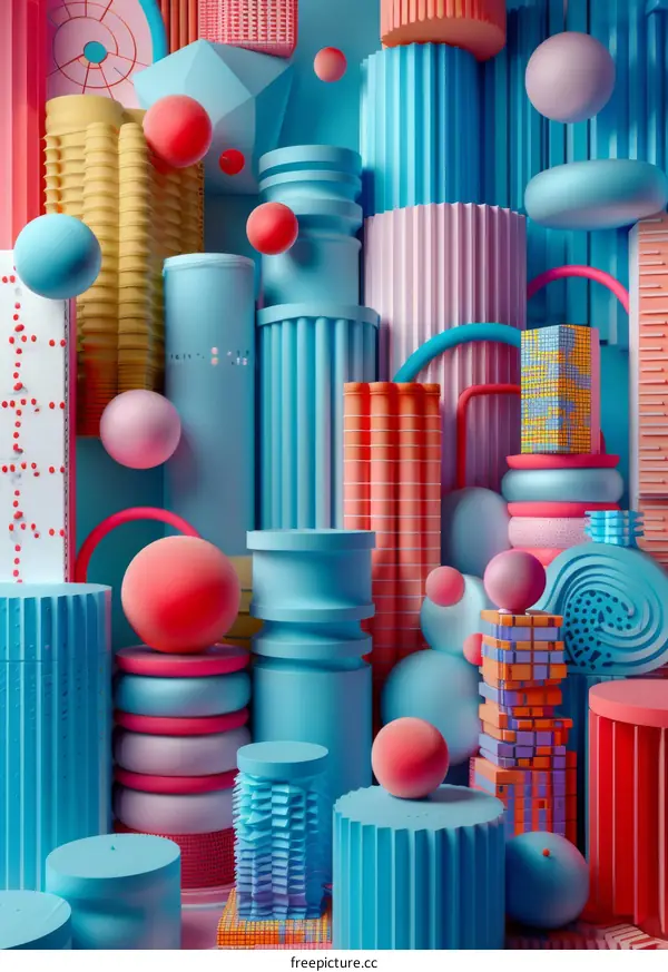 Abstract Colorful Geometric Shapes Composition