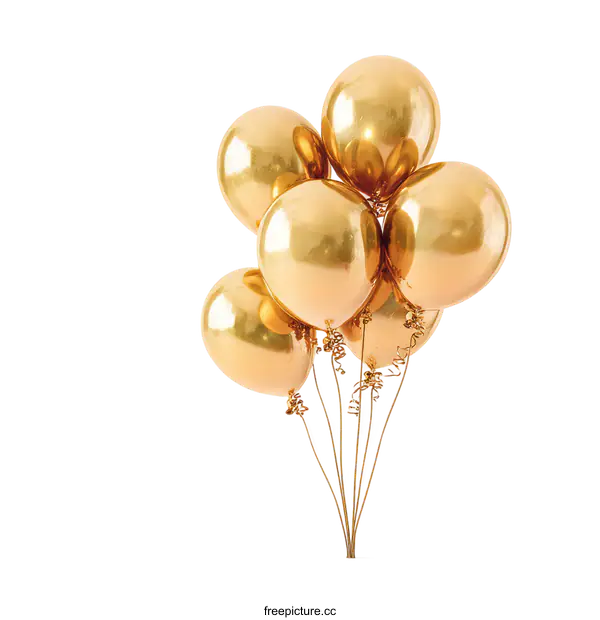 [Transparent Background PNG]Bunch of Gold Balloons Decoration