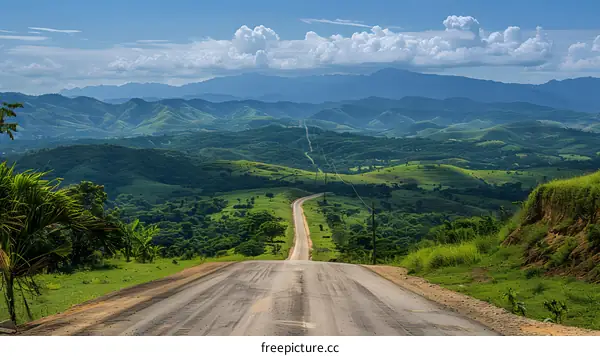 Mountainous Road Leading to the Horizon