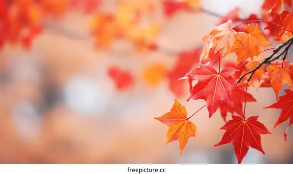 Vibrant Autumn Leaves on a Tree Branch