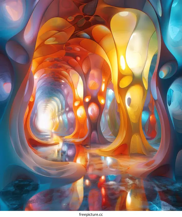 Vibrant Abstract Cave: Futuristic Alien Dreamscape