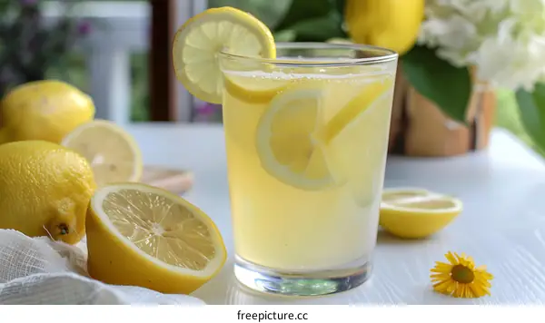 Glass of Lemonade with Freshly Squeezed Lemon Wedges