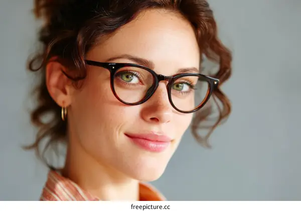 Closeup Portrait of a Woman Wearing Glasses