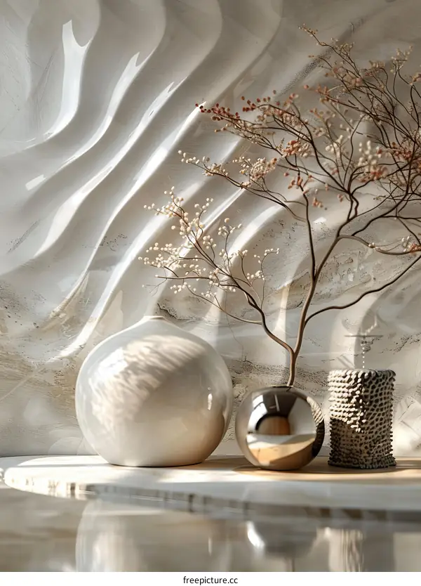 Elegant Decor with Smooth Vases and Branches