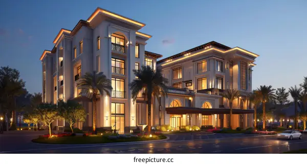 Luxury residential buildings on Palm Jumeirah in Dubai