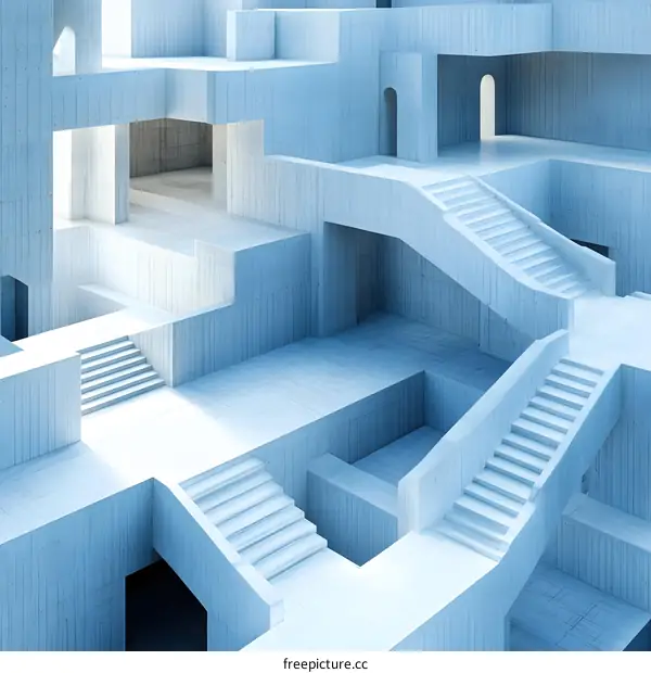 Abstract Concrete Architecture with Staircase