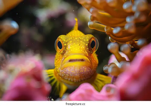 Yellow fish with pink and orange tentacles