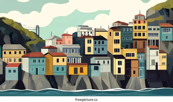 Colorful Buildings on a Cliffside