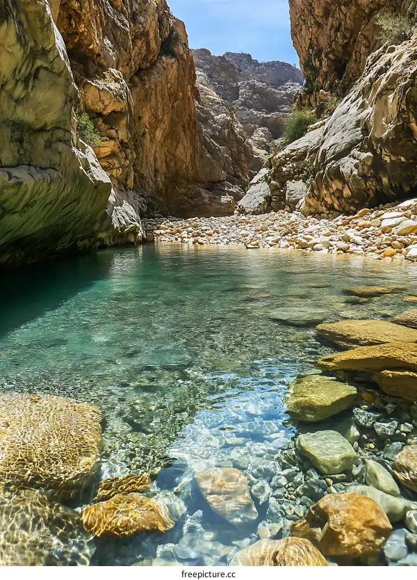 Clear Blue Water Pool in Mountain Canyon