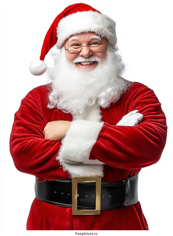 Santa Claus Smiling Portrait in Red Costume