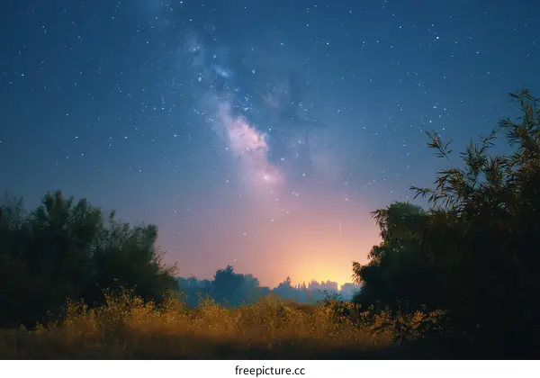 Night Sky Milky Way Over Trees