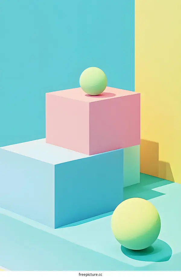 Abstract Pastel Colored Geometric Shapes