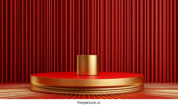 Red and Gold Geometric Product Display Stage