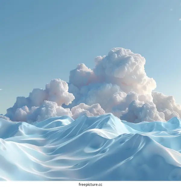 Blue and White Cloudscape with a Hint of Pink