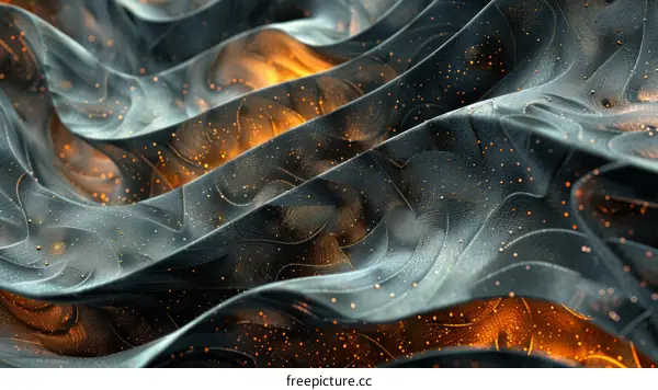 Glowing Particles Over a Dark Wavy Surface