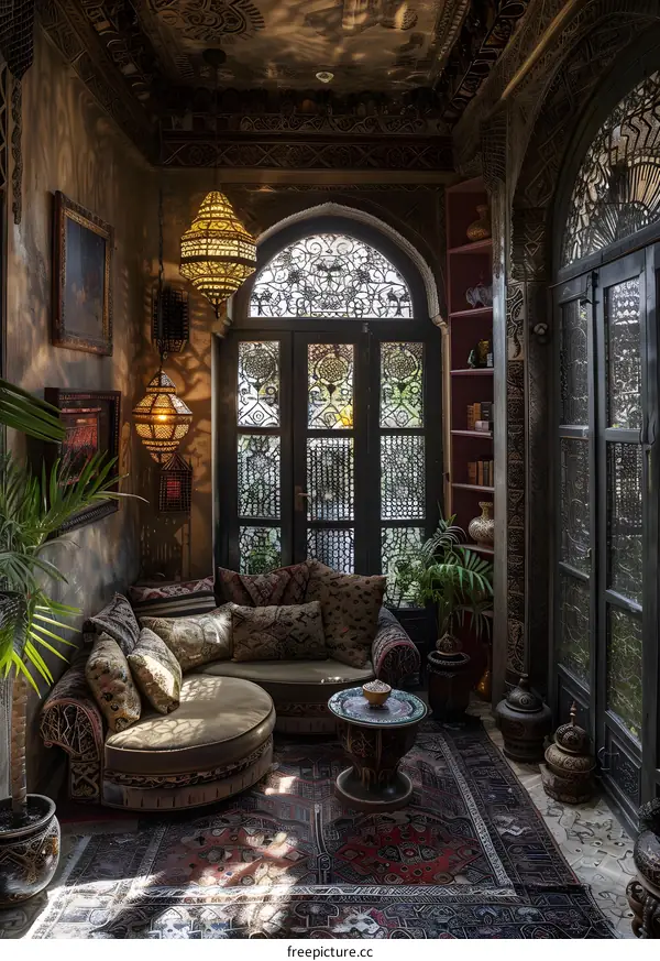 ornate living room with middle eastern style
