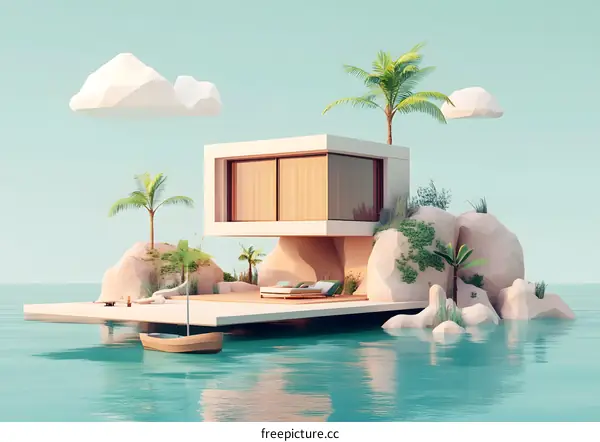 Minimalist Modern House on a Tropical Island