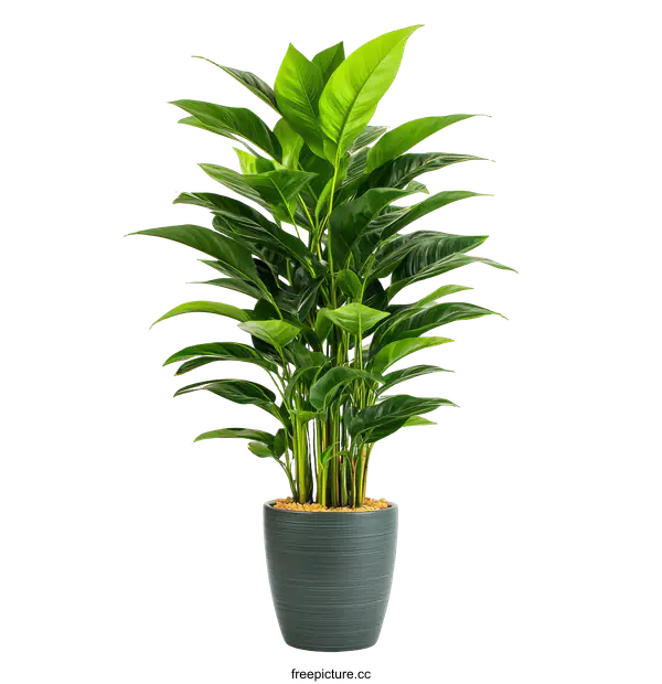 [Transparent Background PNG]Elegant Indoor Plant in Grey Pot