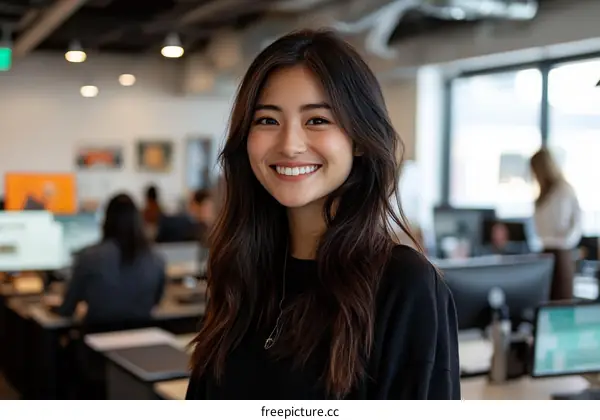 Asian Woman in Modern Office Portrait