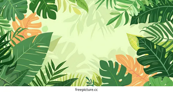 Green Leaves Tropical Background Illustration
