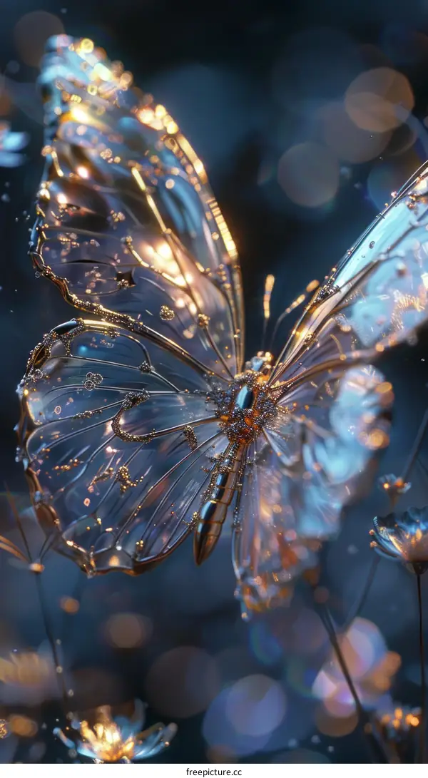 A Stunning Glass Butterfly with Golden Accents
