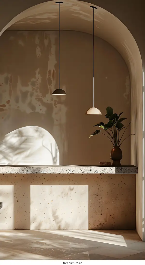 Minimalist Interior Design with Archway and Sunlight