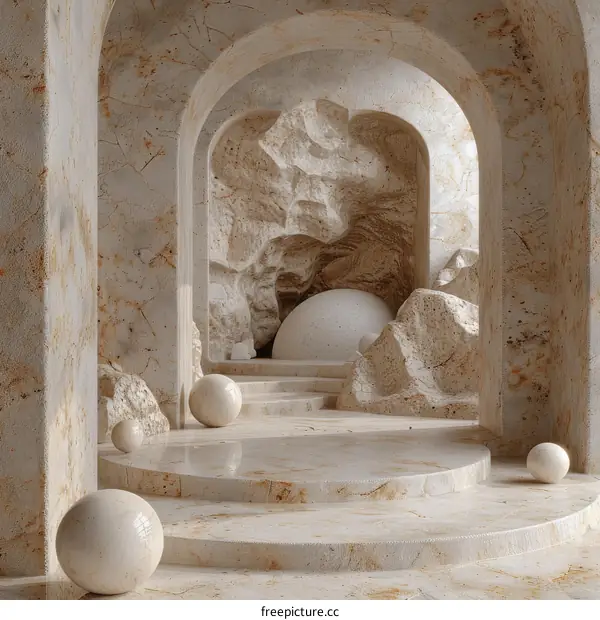 Abstract Beige Stone Archway Architectural Design