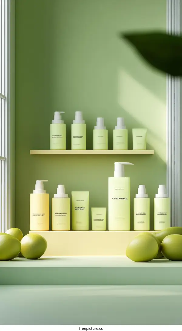 Cosmetic Products Display on a Shelf