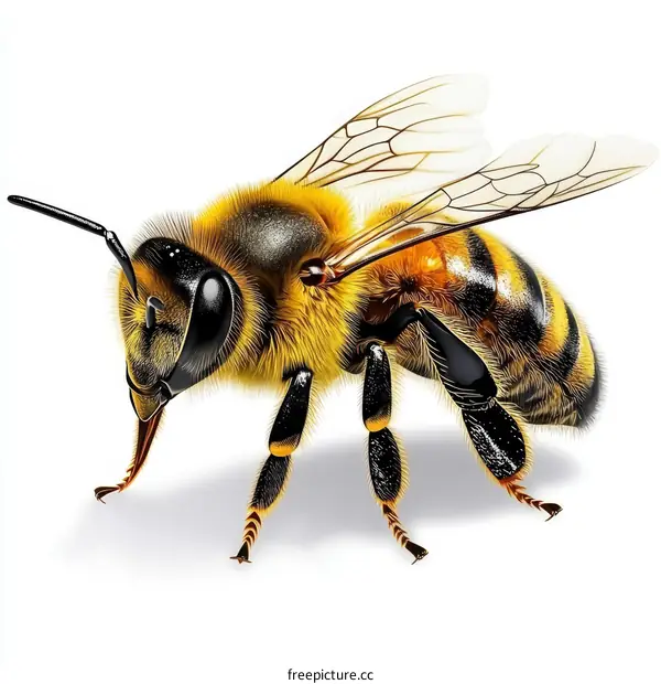 Detailed Close-up of a Honeybee
