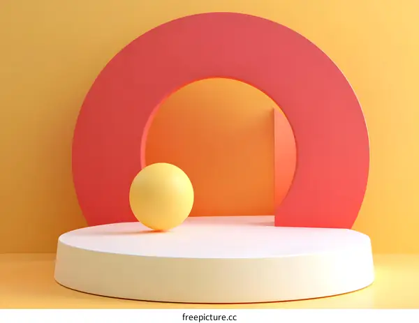 Minimalist Abstract Geometric Shapes in Yellow and Red