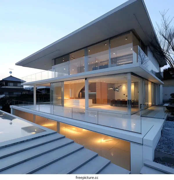 Modern Glass House with Swimming Pool