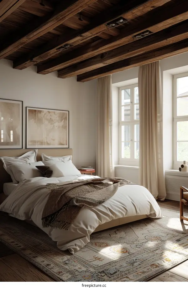 Rustic Wooden Ceiling Bedroom Interior Design