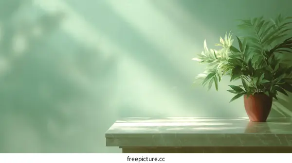 Elegant Green Home Decor Scene with Sunlight