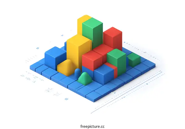 3D Isometric Abstract Geometric Shapes Illustration