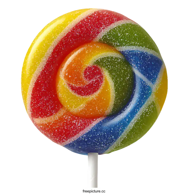 [Transparent Background PNG]Close Up of a Colorful Rainbow Lollipop