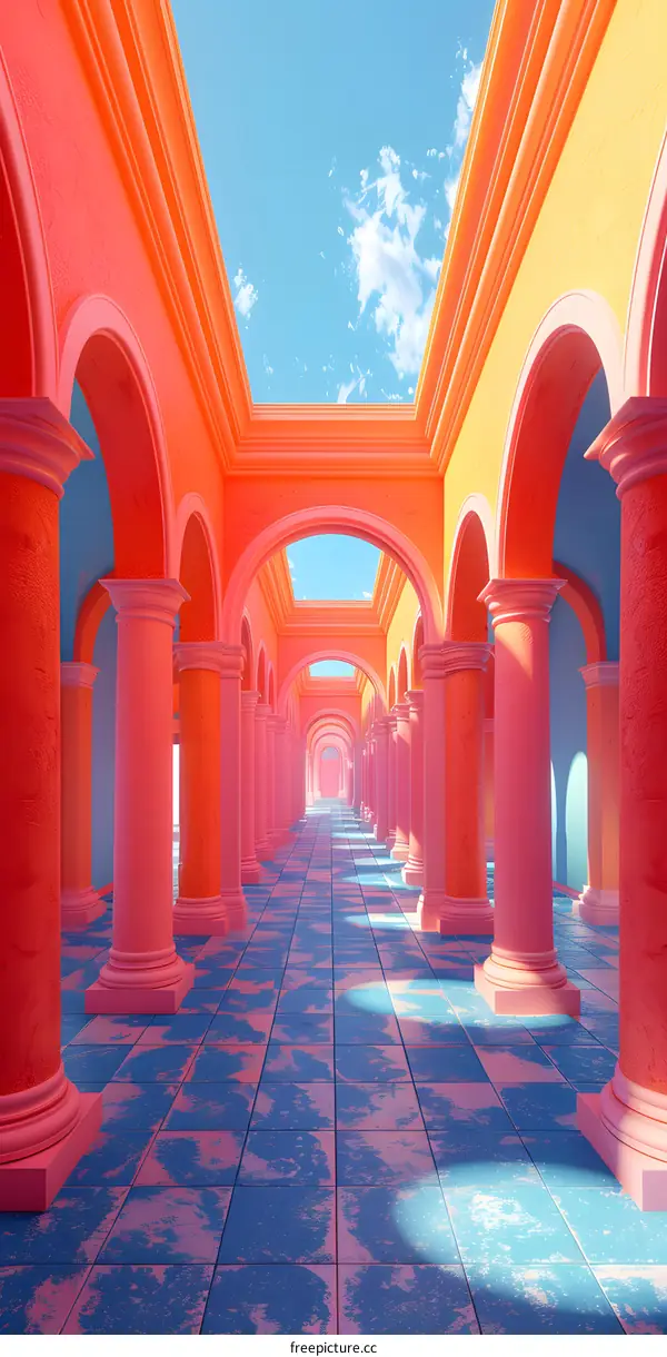 Colorful Archway with Blue Sky