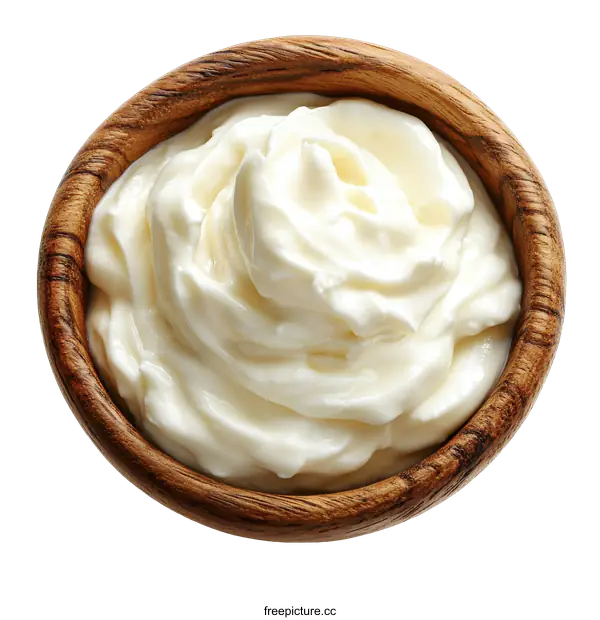 [Transparent Background PNG]Creamy Dip in Wooden Bowl