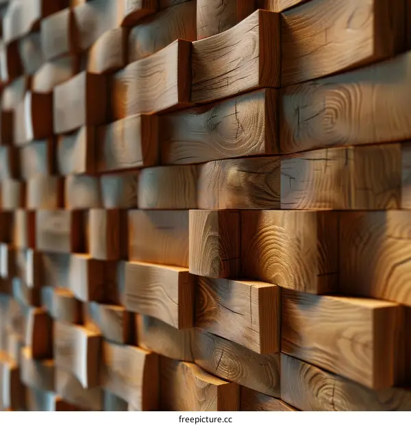 Wooden wall with a textured surface